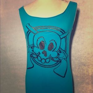 Big Skull with Guns graphic T-shirt dress